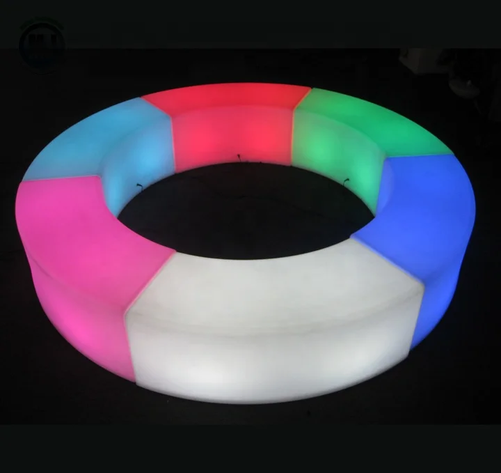 Outdoor Battery Power Remote Control16 Colors Changing Illuminated Curved LED Bar Stool