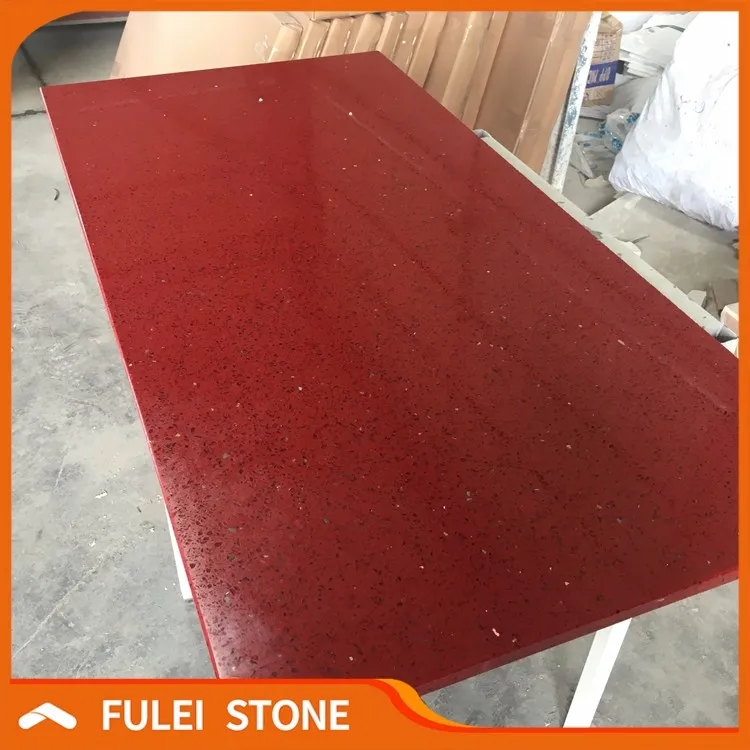 Wholesale Composite Red Sparkle Quartz Stone Countertop Price India