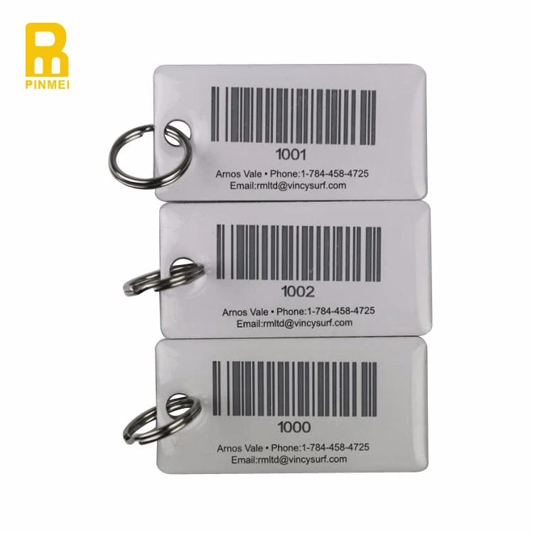 Hot sale barcode key tags / key fobs / keychains as VIP Card in Club GYM Member ID tag QR code serial number tag
