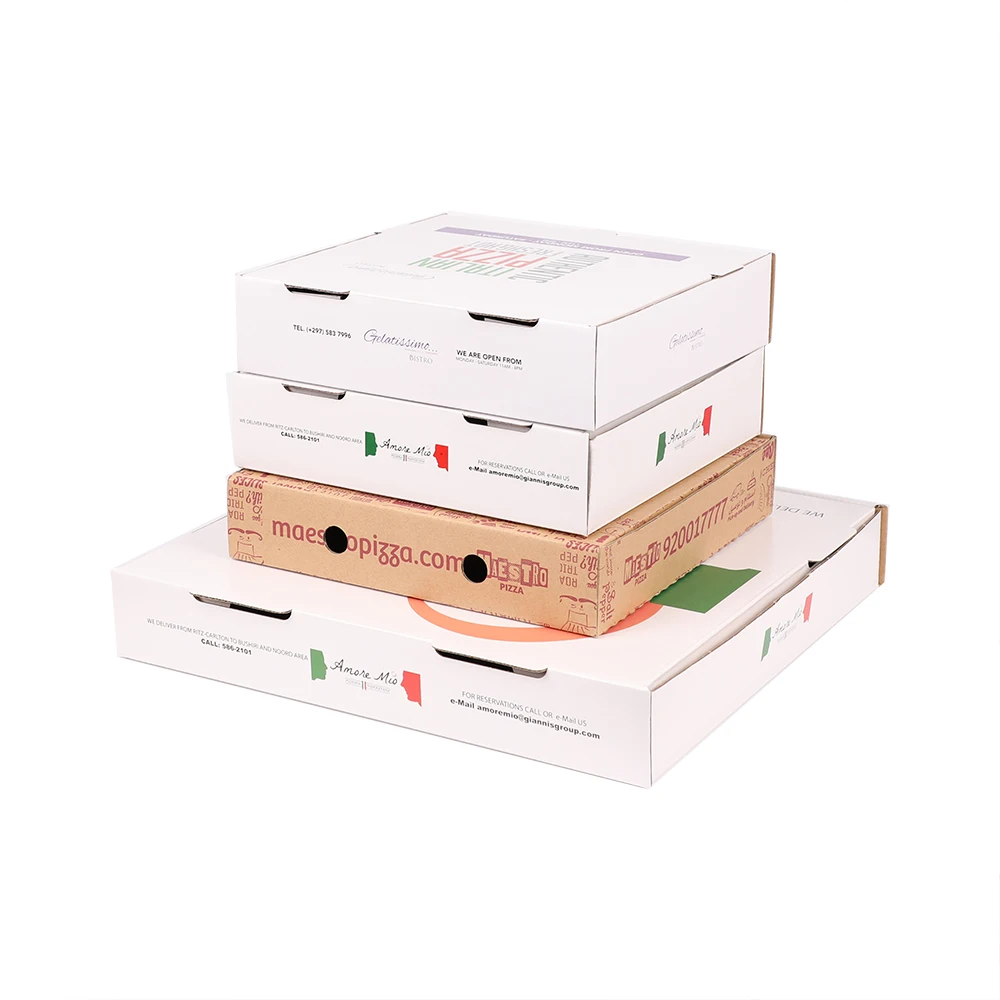 Wholesale custom corrugated paper packaging pizza box with printing