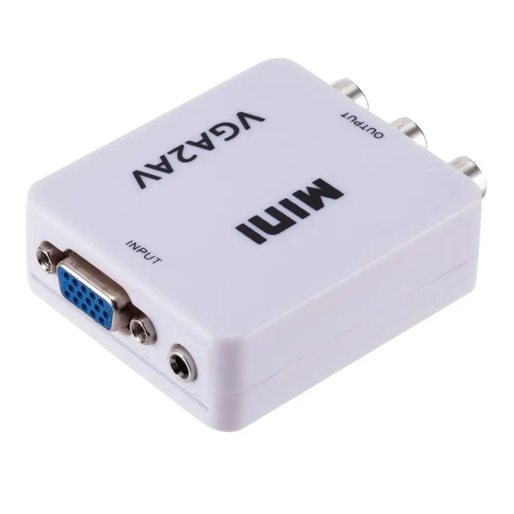 Mini VGA to AV RCA Converter with 3.5mm Audio for HDTV PC  1080P VGA to AV Converter PC to TV HD Computer to TV