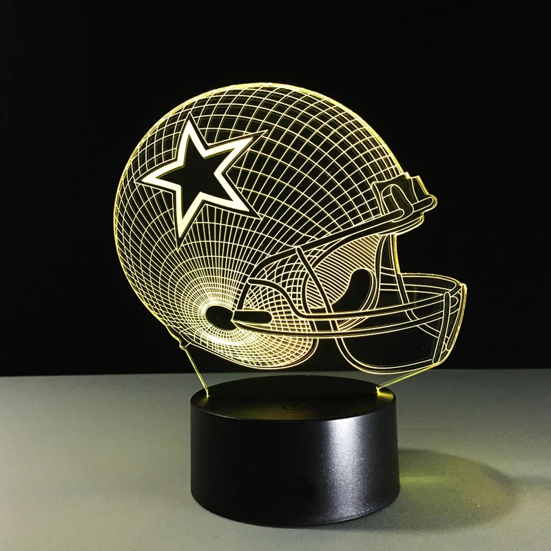 
Dallas Cowboys Helmet lamparas 3d led lamp 7 Colors Change acrylic USB LED Table Lamp Kids Gift Creative Night Lamp Home Decor 