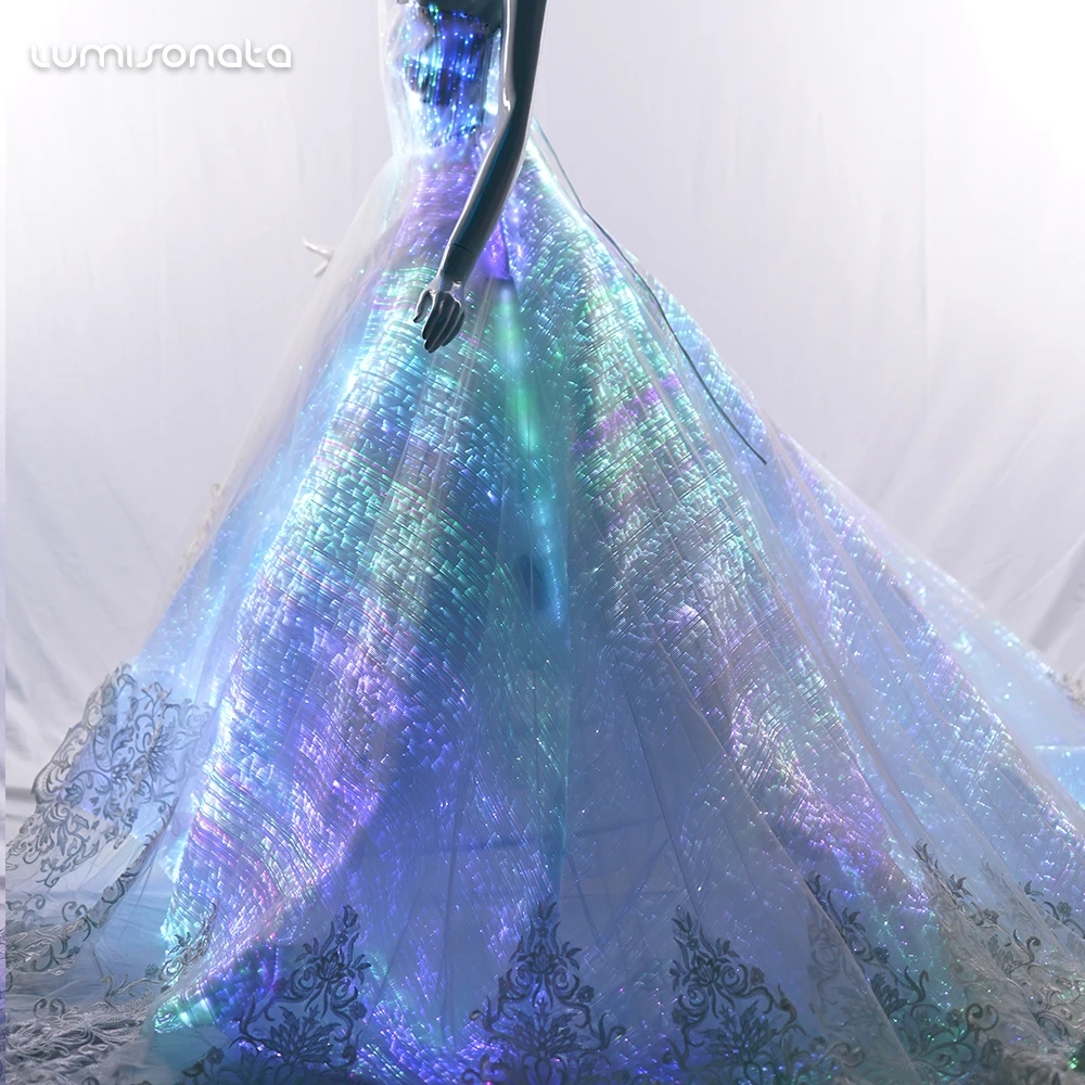 Новинка 2019 года платье из оптоволокна со светодиодными лампочками для выпускного вечера