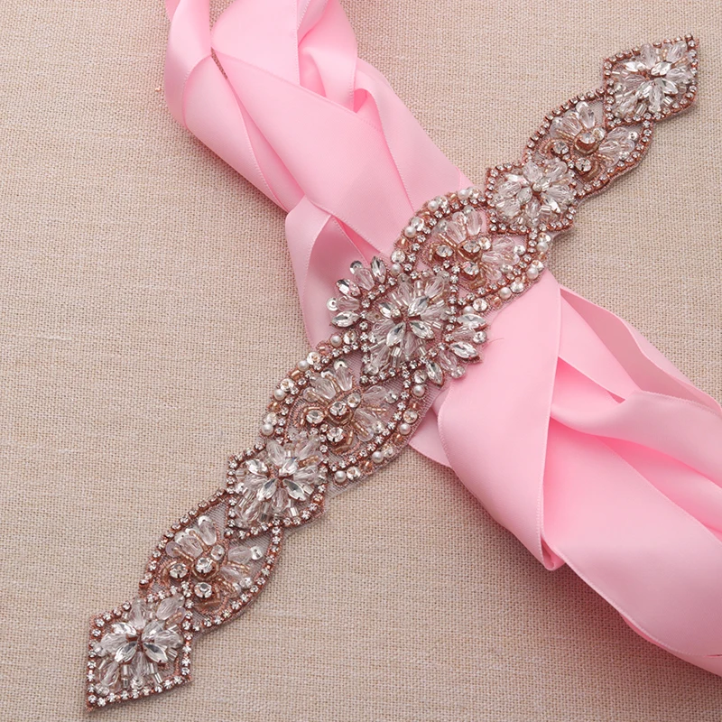 Elegant Bridal Gowns With Crystal And Rhinestone Sash