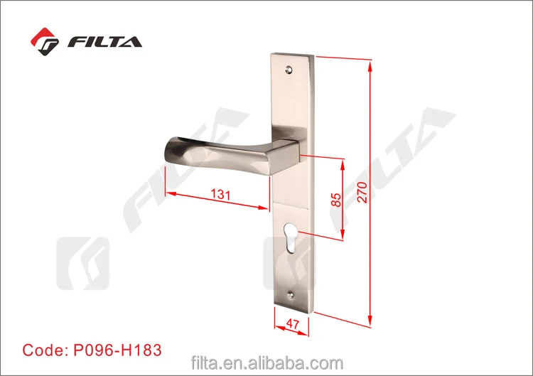 latest style door handle on plate P096-H183