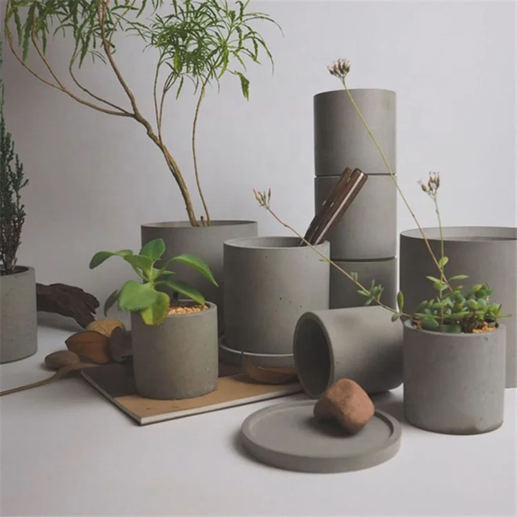 Customized logo cylinder garden decorative concrete molds / home goods flower pot