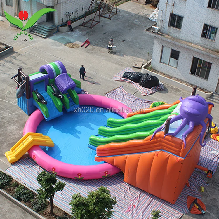 Giant 30ft tall Octupos theme playground water park slide inflatable water slide for sale