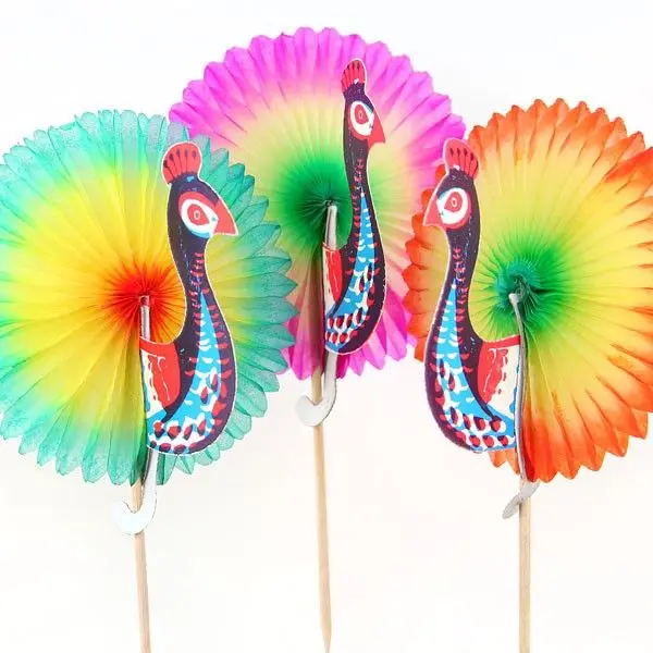 100MM party cocktail peacock food wooden food picks