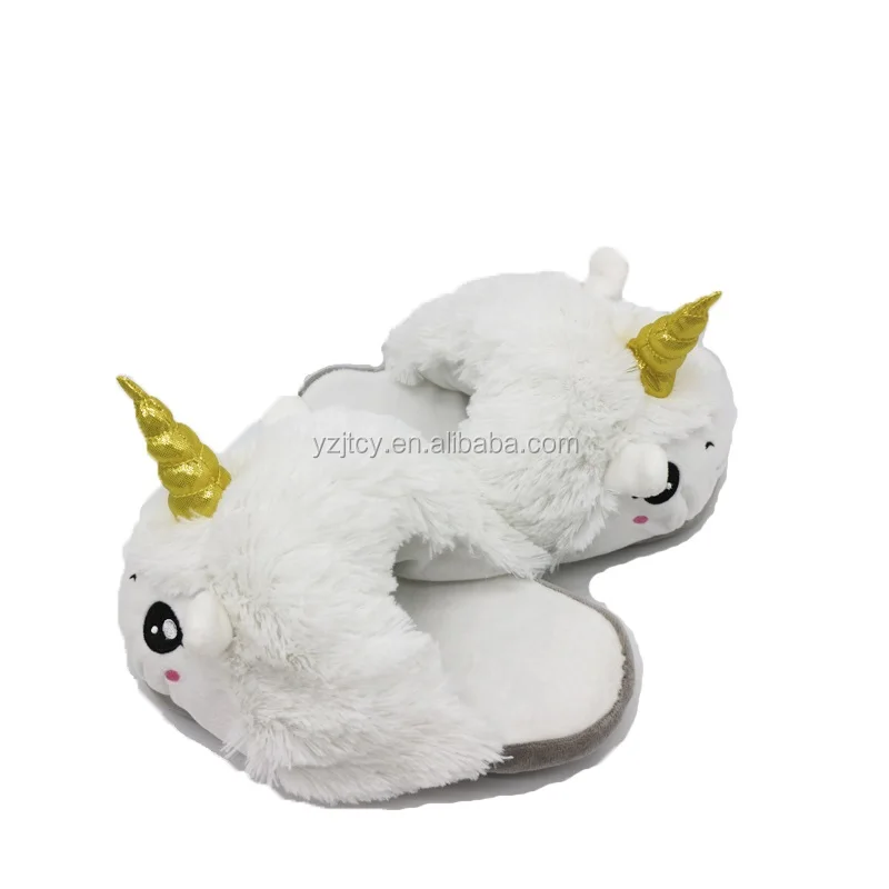 Low Moq Plush Unicorn Slippers Wholesale Custom Plush White Unicorn Slippers