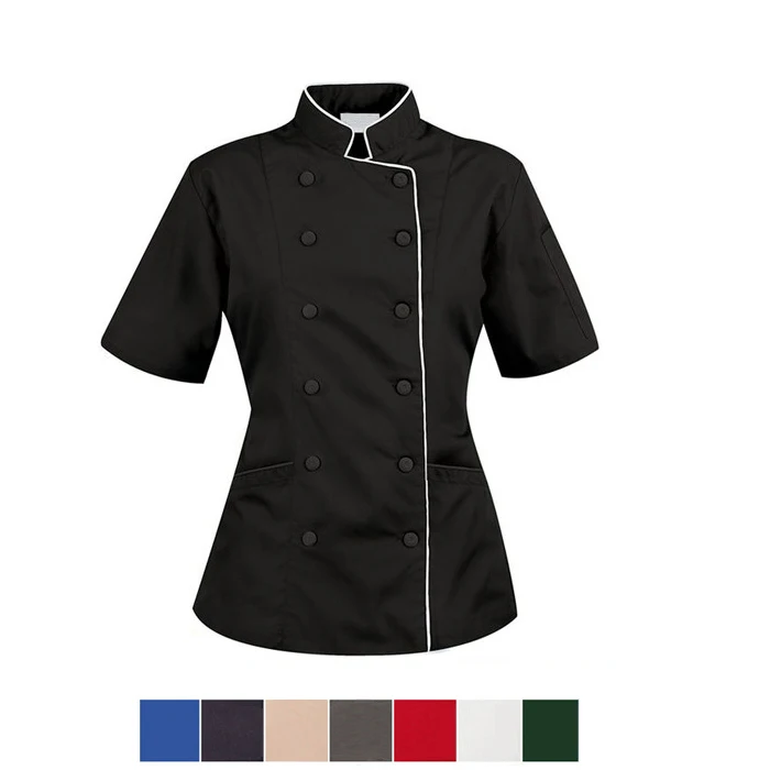 Fashion classic polyester cotton white chef jacket oblique fashion pocket design chef uniforms for restaurant chef