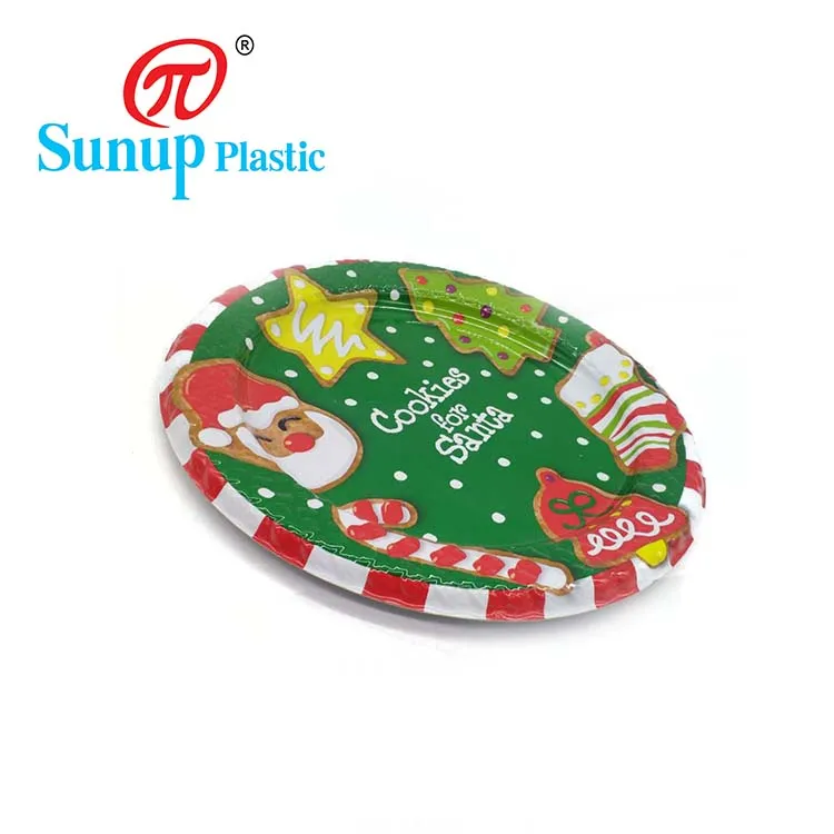 Healthy Disposable Plastic Dinner Disc Plate in Santa Claus Pattern for Dishes & Plates