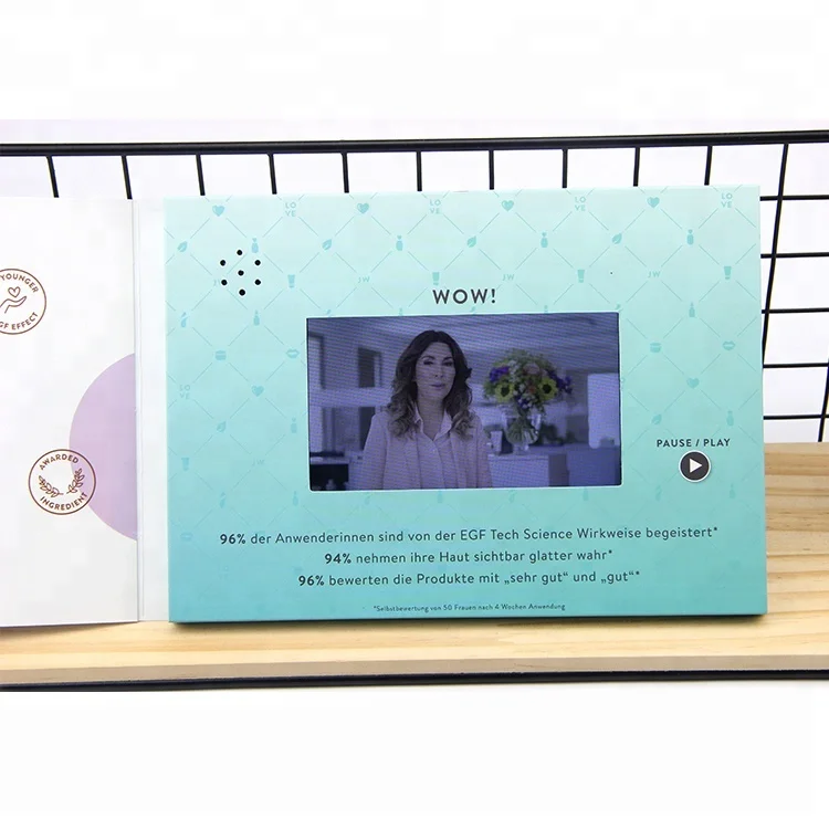 Promotional Gift custom printed audio greeting wedding invitation card 4.3 inch lcd display video brochure for advertising