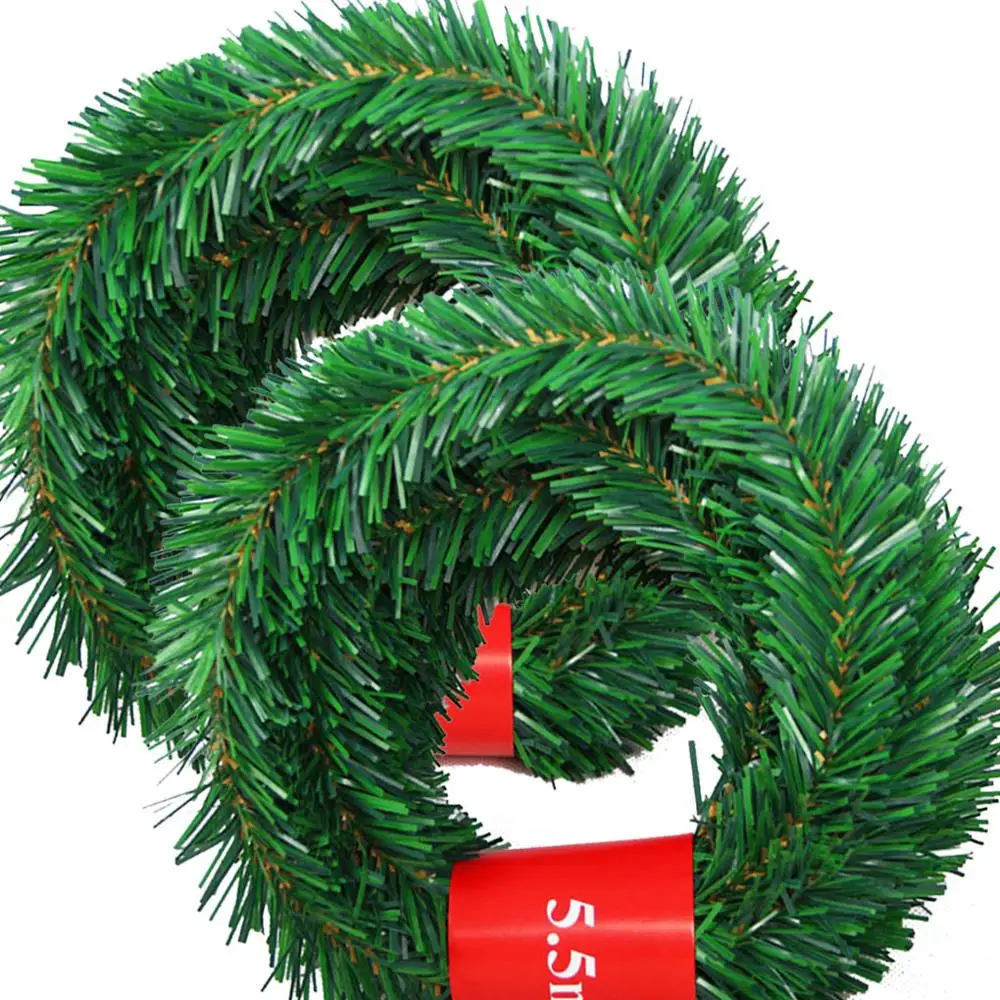 5.5m Pine Christmas Garland Decorative Eco-friendly Green Artificial Xmas Tree Rattan Banner Decoration