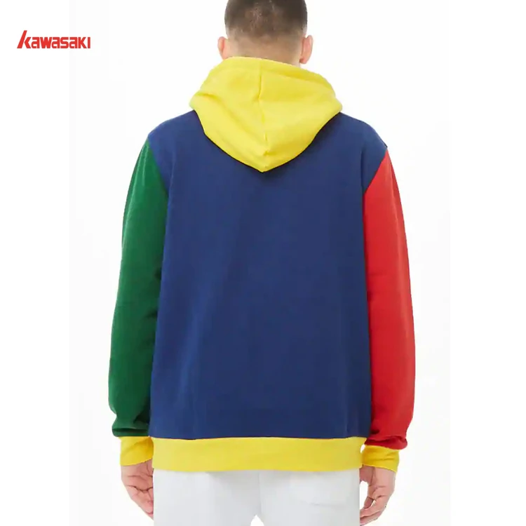 OEM Men clothing 2019  Long Sleeve Pullover Color Block Embroidery Logo custom  hoodie
