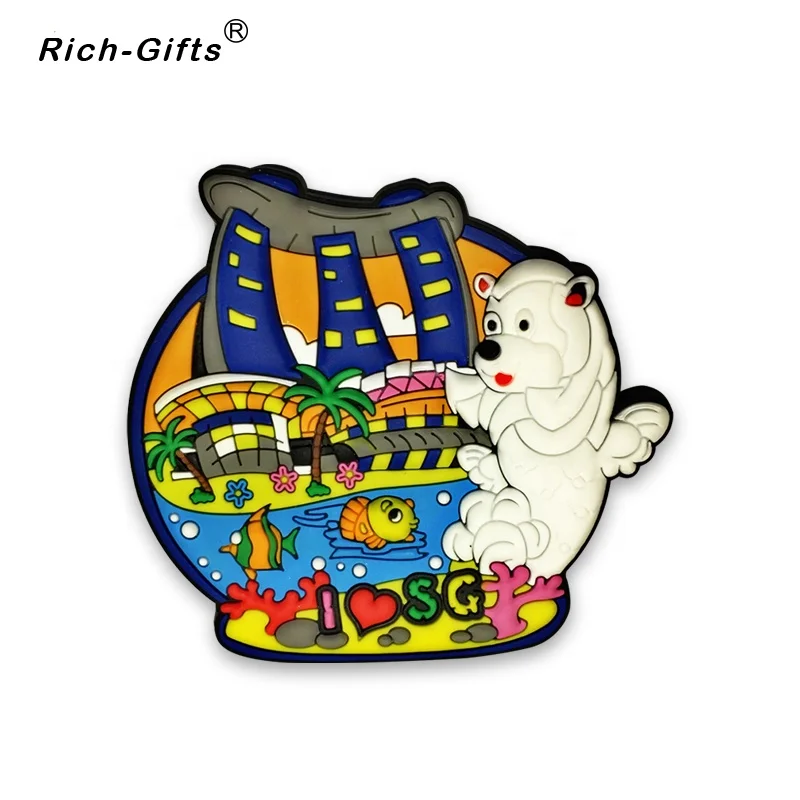 
Best Selling Tourist Souvenir 3D PVC Soft Rubber Refrigerator Magnets For Countries 