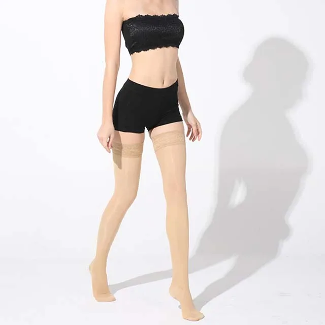 customized OEM women sexy lingerie lace STOCKINGS thigh high silk stockings FEMALE slim tights close toe socks Grade 1