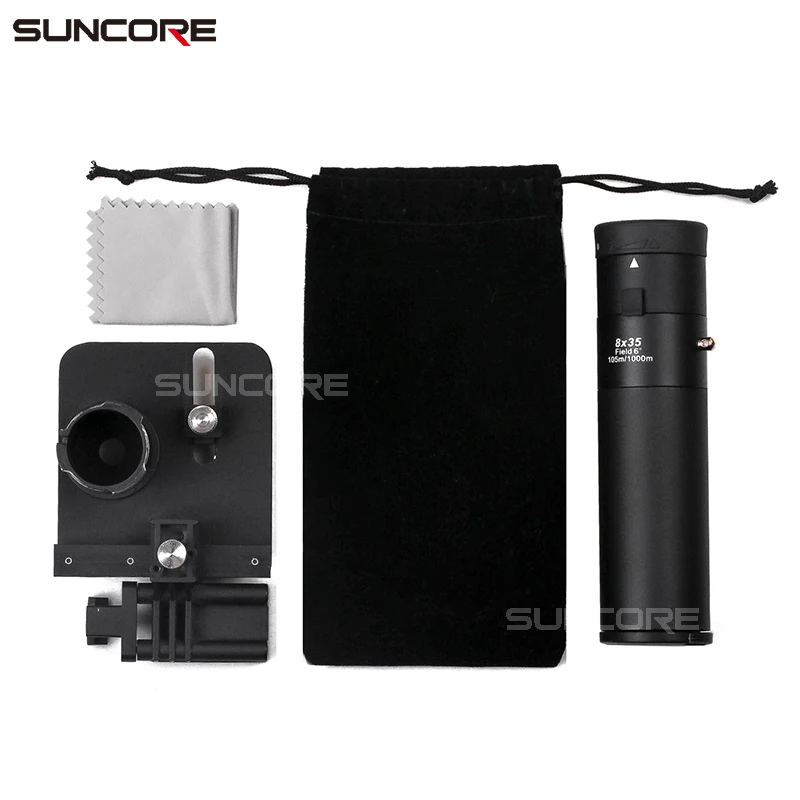 SUNCORE 8x35Focus Optics Multi-Coated Lens BAK4 Prism Spotting Scope with Tripod and Cellphone Adapt