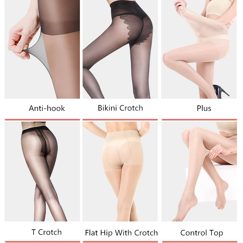 
Wholesale Lady Durable Core Wire Thin All Sheer Stockings Transparent Tights Pantyhose 