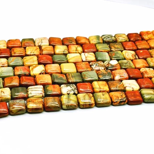 Wholesale A Grade Natural  Smooth Gemstone  Picasso Square Shape Beads Fpr Jewelry Making