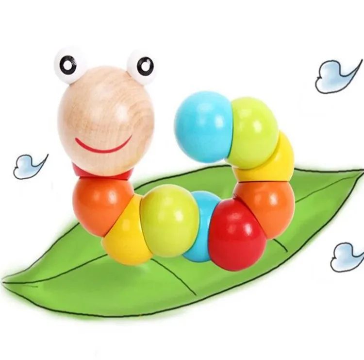 Красочные деревянные пазлы в виде червя, Детские Обучающие дидактические детские развивающие игрушки, игра на Пальцы для детей, подарок