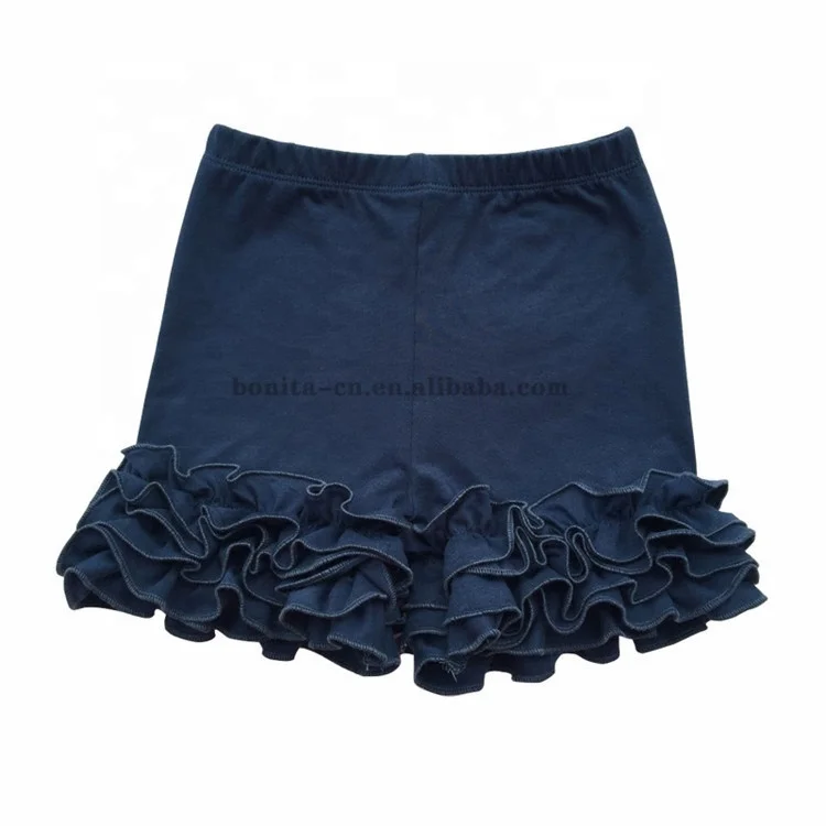 
Wholesale 100%cotton icing girls ruffle shorts boutique kids clothing baby black girls shorts 