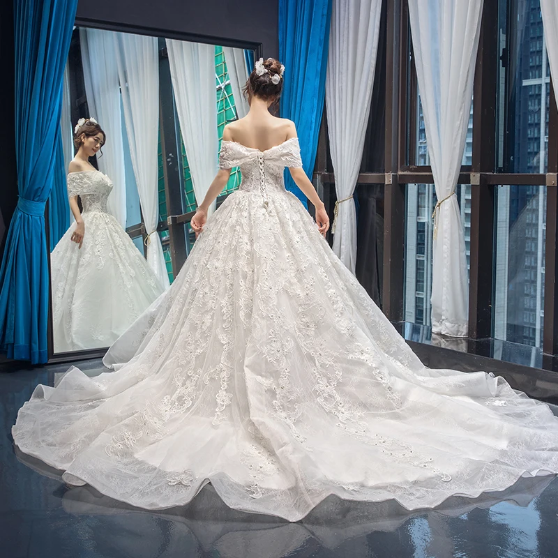 
RSM66672 off shoulder short sleeves high quality long elegant luxury romantic german wedding dresses 