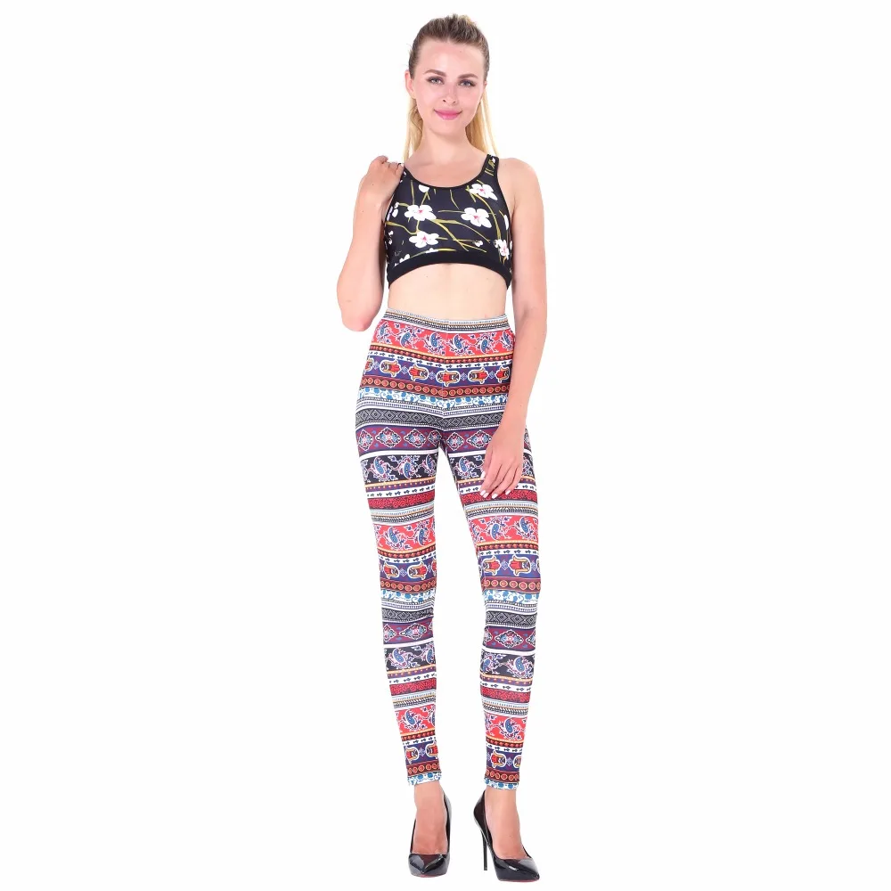 OEM 3D Pateern Digital paisley Print Super Soft Fleece Lined High Waist Full Women Leggings Pants 2017