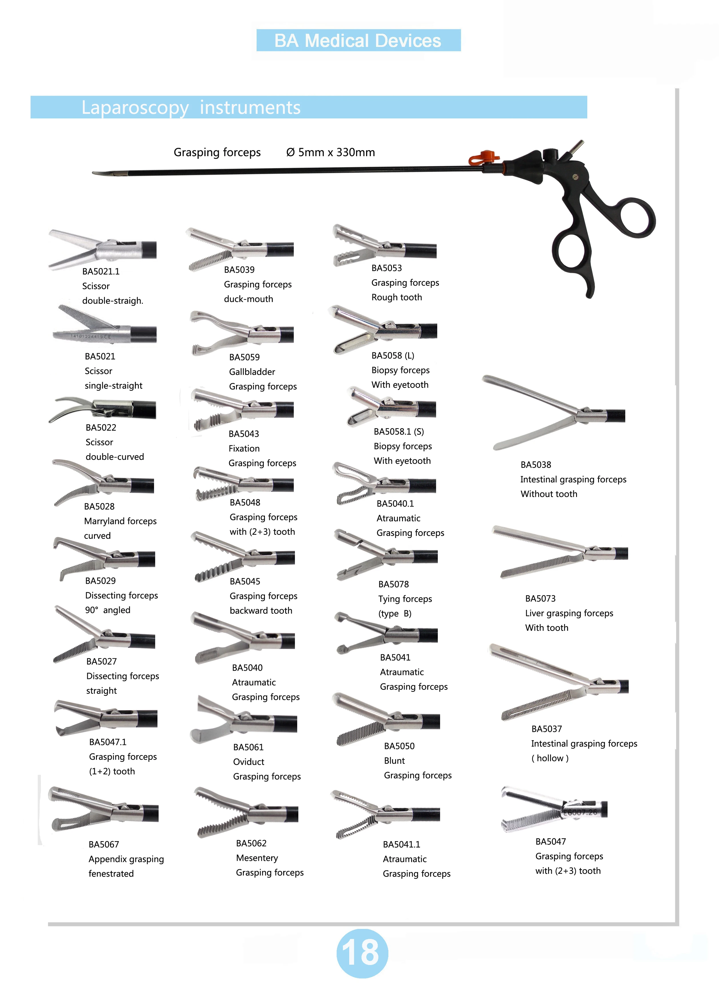 Surgical laparoscopic forceps/trocar/needle/electrode/laparoscopic instruments china