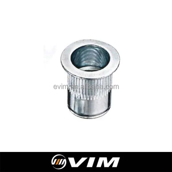 AVK DN Series, Steel CR+3/CR+6 Blind Rivet Nut, Round Shank, Large Flange, with Knurled Body, Open End