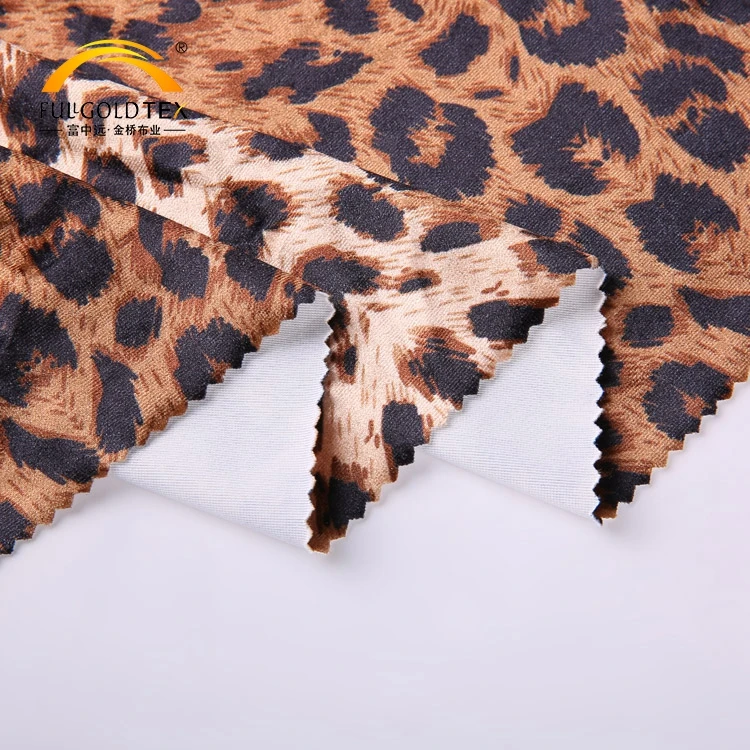 Hot sales leopard grain elastic polyester digital printed velvet fabric for dress