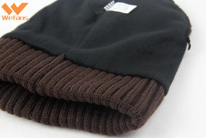 
Wefans Winter Solid Color Custom Embroidered Logo Merino Wool plus velvet twist reverse knit wool Beanie Hat 