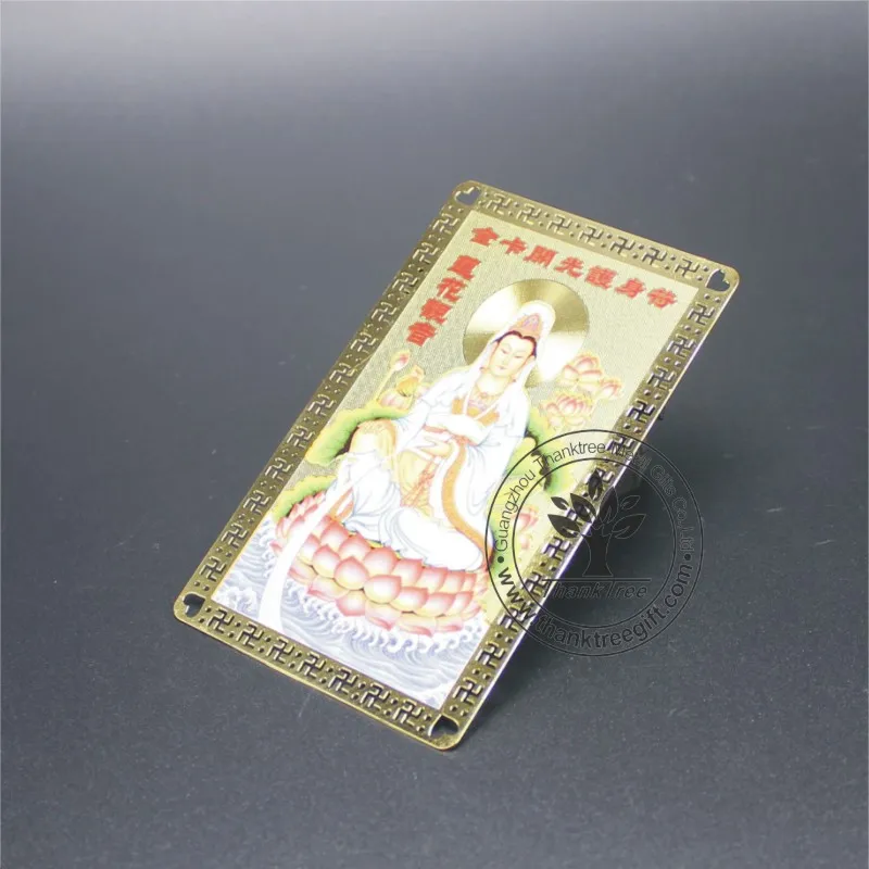 professional design golden plated both sides custom Buddha amulet cards wholesale