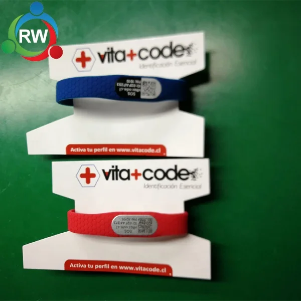 silicone QR code wristband, silicone metal bracelet, adjustable silicone buckle band