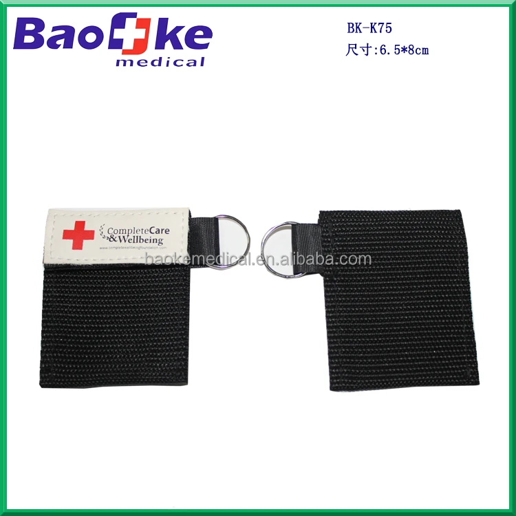 BK-K75 Customized portable Key Ring First Aid Kit Gift Pouch / Travel Medical Kit with CPR Mask