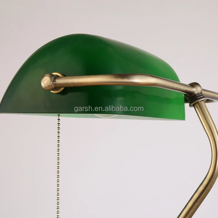 Antique Desk Lamps Bronze Iron Glass Green Banker Table Lamp