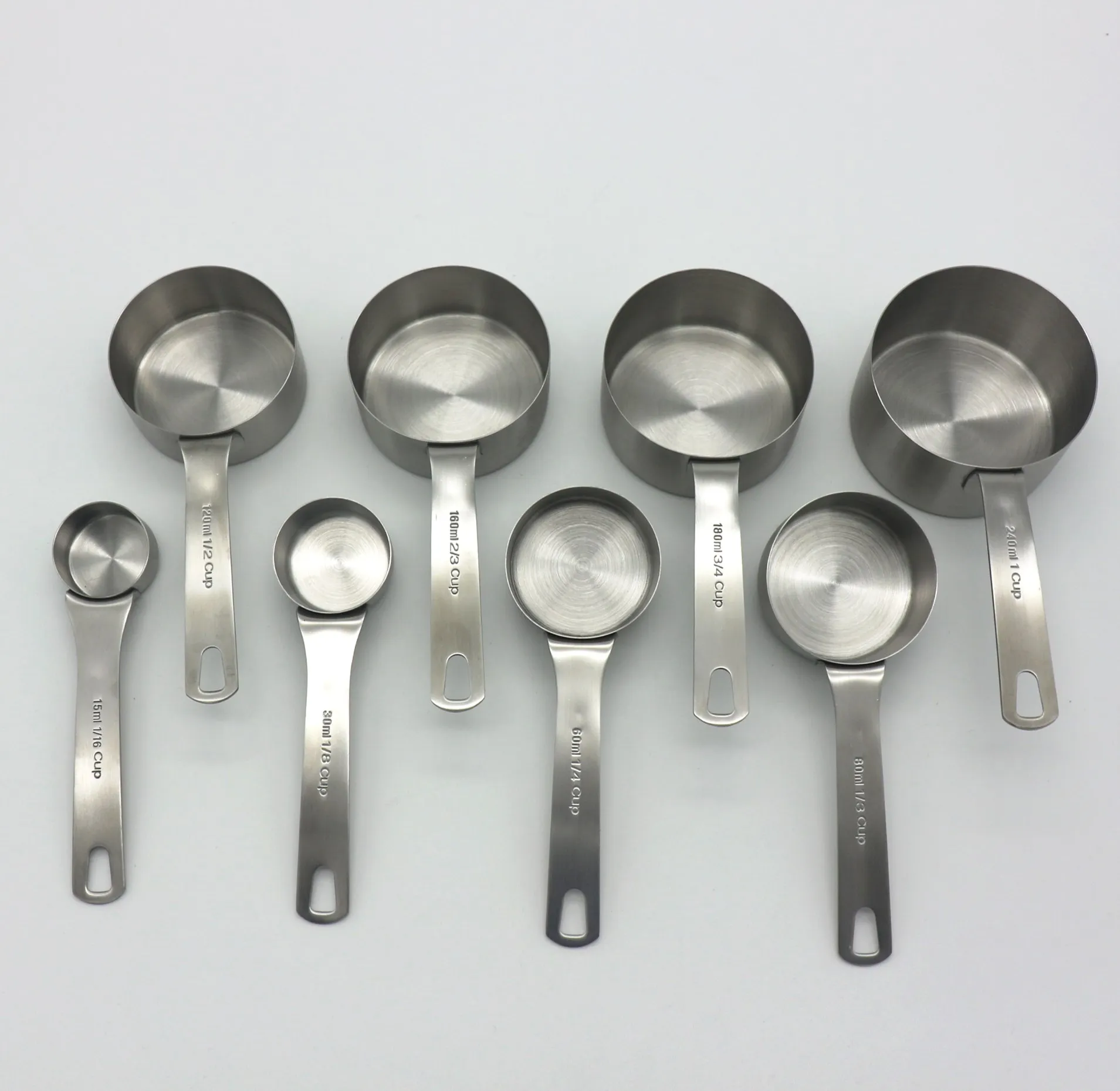 Hot sale Heavy Duty premium 8pcs stainless steel 18/8 kitchen measuring cup set