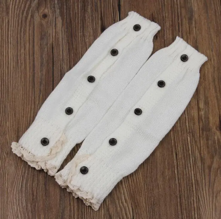 Однотонные Детские гетры на пуговицах с кружевом для девочек