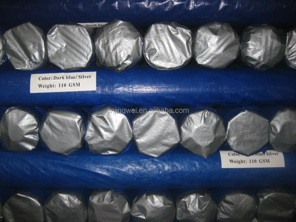 waterproof and double side Blue & Silver PE Laminated Tarpaulin roll
