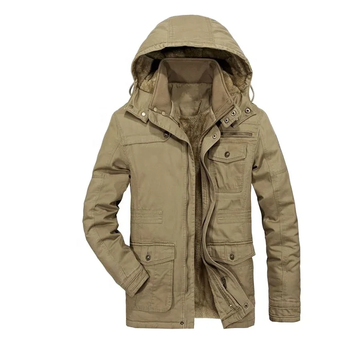 
Winter Plus Size 6XL 7XL Detachable Hood Casual Military Canvas Coat For Men 