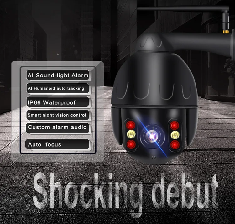 
H.264 Sony Imx307 Sensor Wifi Ip Camera 1080P Full Color PTZ Dome Home Outdoor Security Camera 