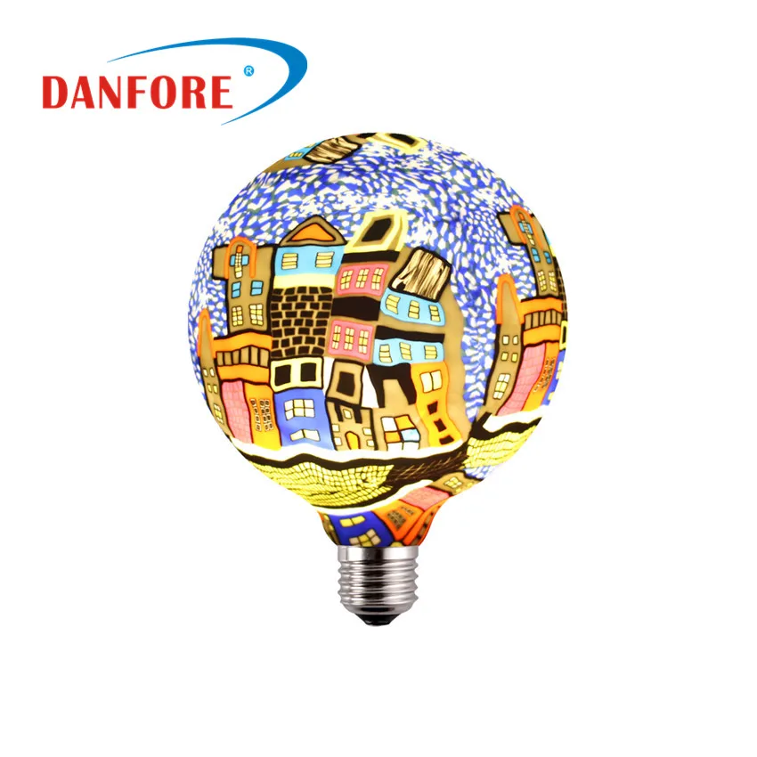 Color Painted Round decorative fancy lightings g125 led globe bulb for Halloween Party