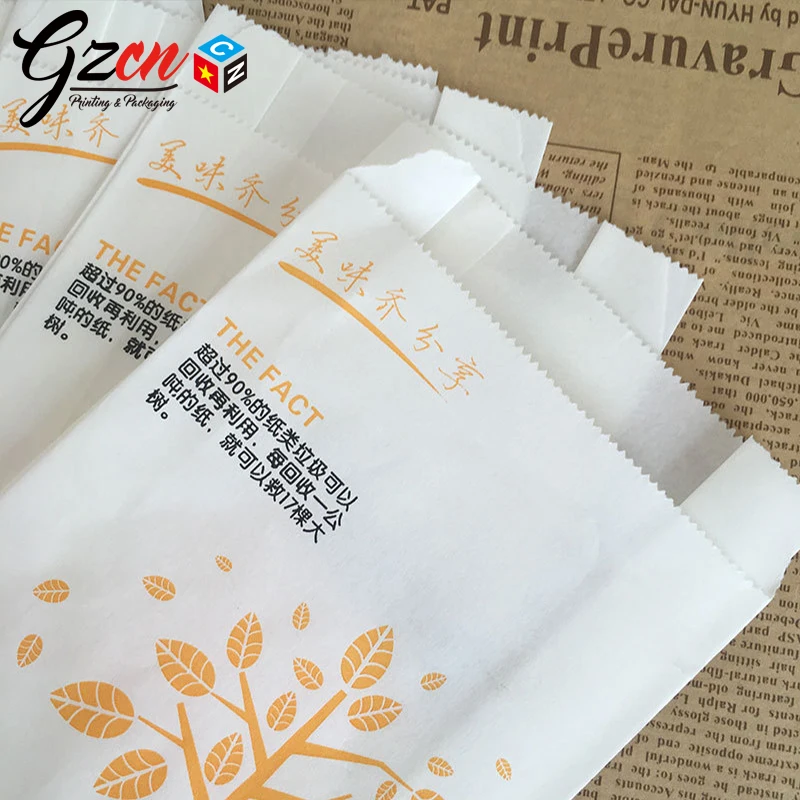 
hot sale good quality grease proof white kraft packing french fries paper bag 