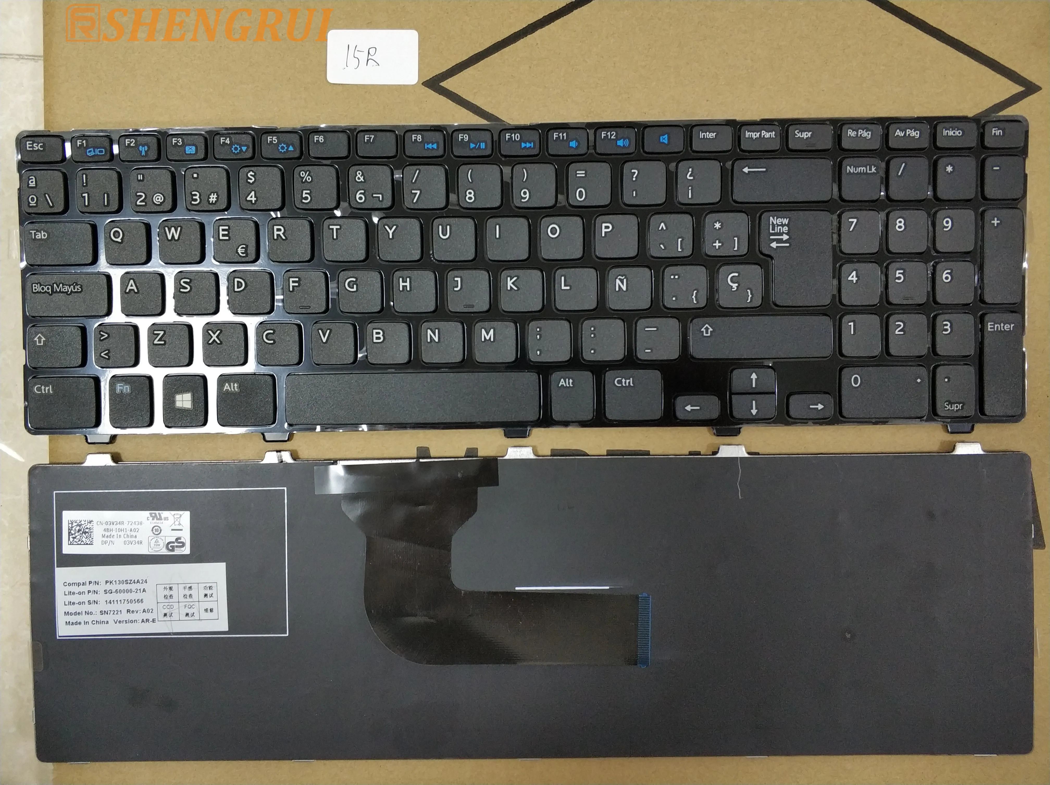Keyboard for Dell Inspiron 15 3521 3537 15R 5537 5521 series laptop SP PK130SZ4A24 with frame