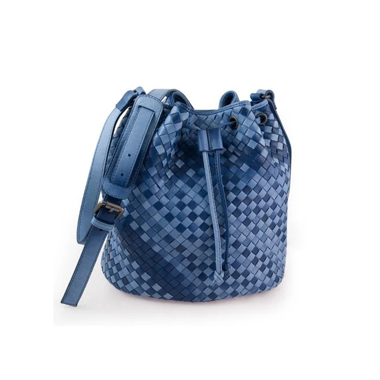 New hand-woven sheepskin bag fashion leather bucket bag one shoulder cross body bag for women