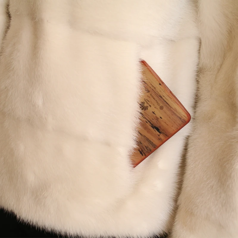 Real mink fur coat white color genuine mink fur jacket for women winter