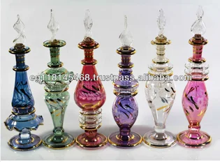 
High quality Egyptian Glass Perfume Bottle with 14 k Gold 