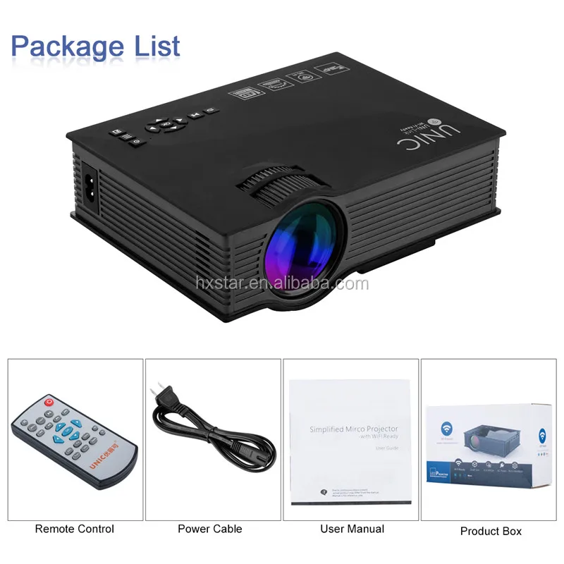 UNIC UC46 + беспроводной Wi-Fi мини портативный проектор 1200 люмен 800x480 Full HD светодиодный для домашнего кинотеатра с поддержкой