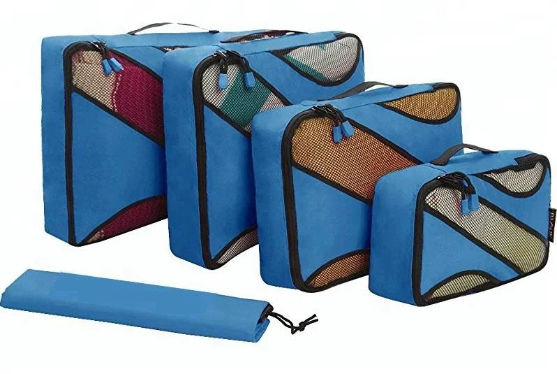 Lightweight travel organizer bag storage bag,white lace all purpose packing cube travel organizer bag set