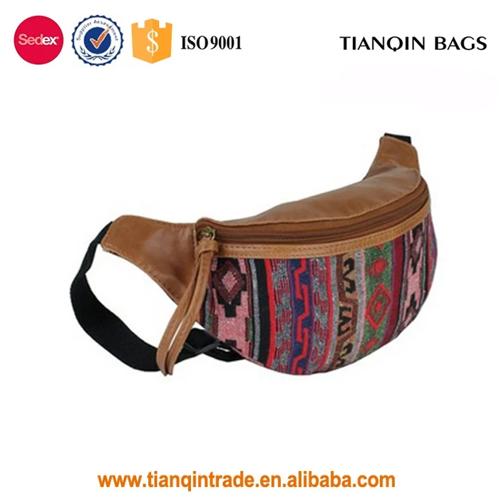 Large Capacity Canvas Leather Waist Bag for Unisex Manufacture in China