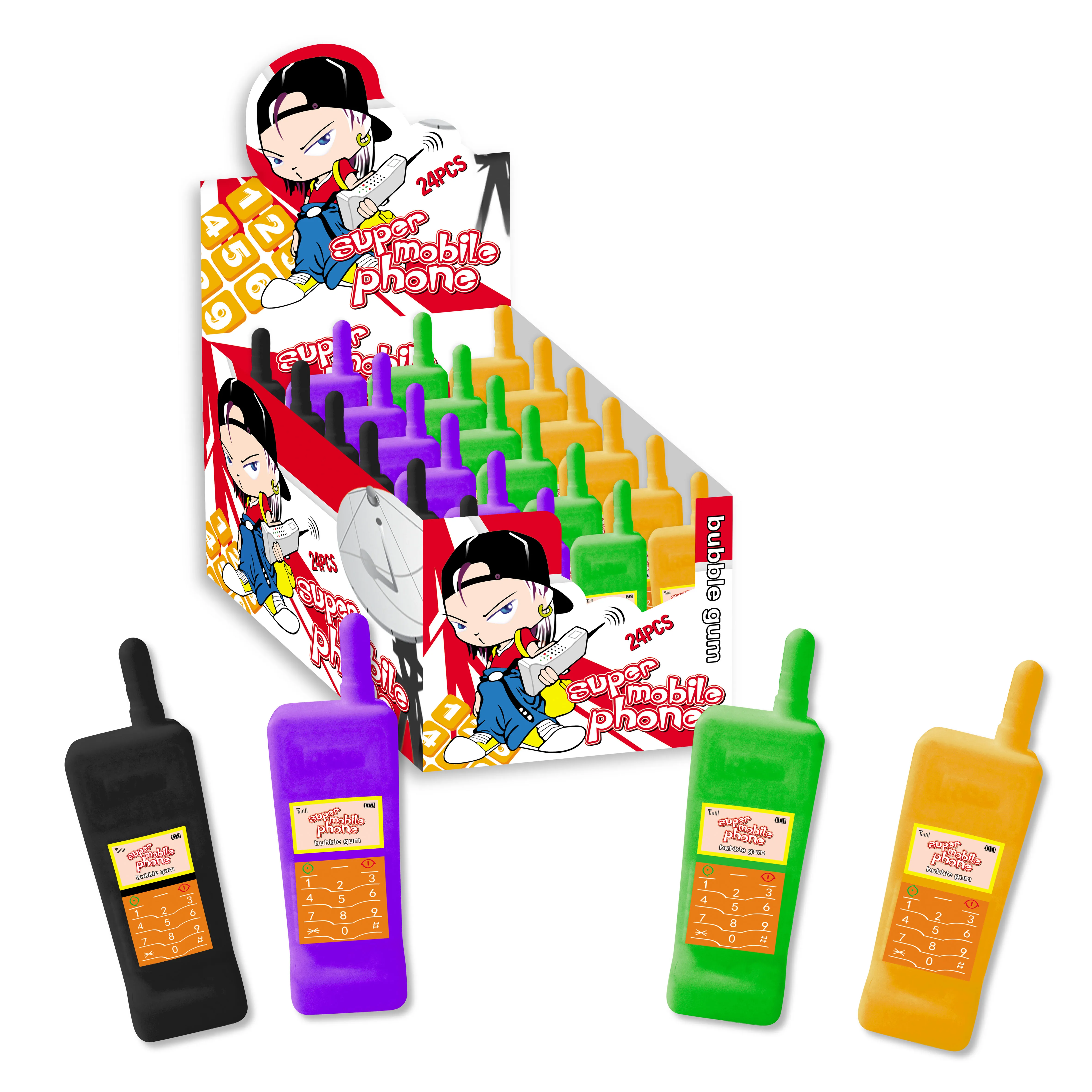 Box packing cartoon super phone toy bubble gum candy cell phone toy candy